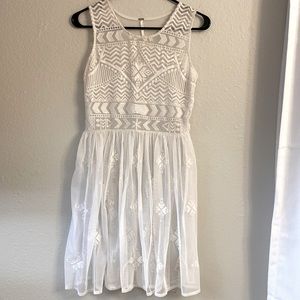 Free People Sheer Lace Embroidered Dress